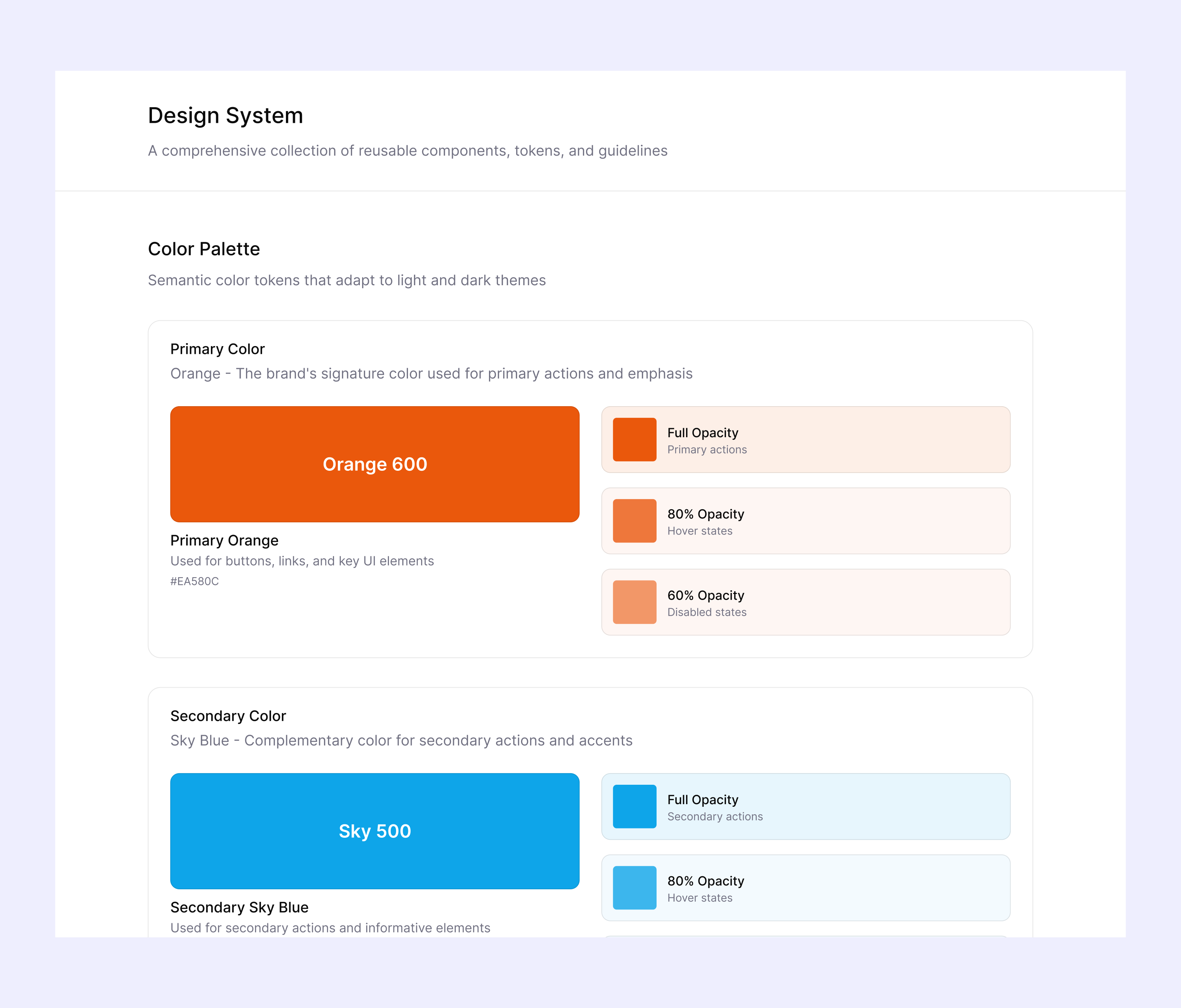 Design system component library with buttons, inputs, and UI patterns